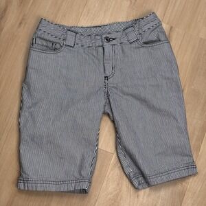 Patagonia Bermuda Shorts Womens 2 Blue Stripe Organic Cotton Denim Railroad